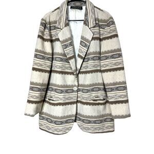 Vintage‎ Casablanca Wool Blend Southwestern Aztec Blazer Coat Size 14